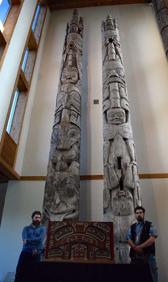 Haida carvers Gwaai and Jaalen Edenshaw unveil their masterwork, "The Great Box", at Sahlinda Naay (the Haida Gwaii Museum). The red-cedar bentwood box was replicated from an centuries-old design.